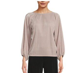 NWT EEsome Plise Puff Long Sleeve Top in Taupe Beige